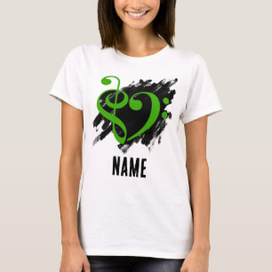 Treble und Bass Clef Herz Grün individuell anpassb T-Shirt