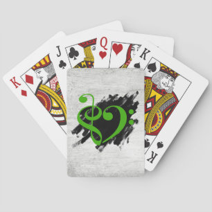 Treble und Bass Clef Musical Herz Green Spielkarten