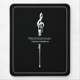 Treblemaker Funny Music Pun Classy Black G-Clef Mousepad