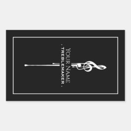 Treblemaker Funny Music Pun Classy Black G-Clef Rechteckiger Aufkleber