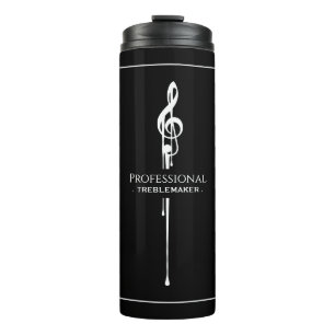 Treblemaker Funny Music Pun Classy Black G-Clef Thermosbecher