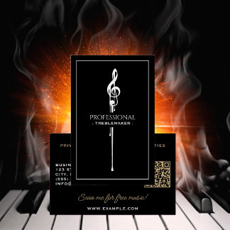 Treblemaker White Hot G Clef auf klassisch schwarz Visitenkarte