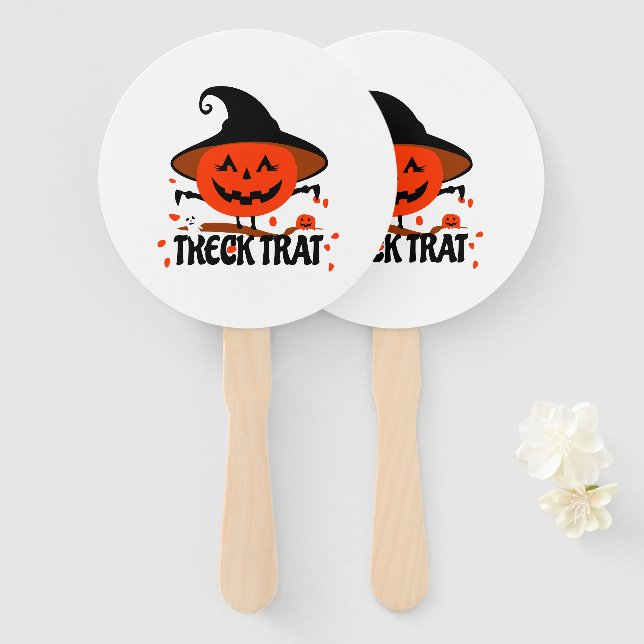 Treck Trat Pumpkin Lächeln Fächer (Vorne und Hinten)