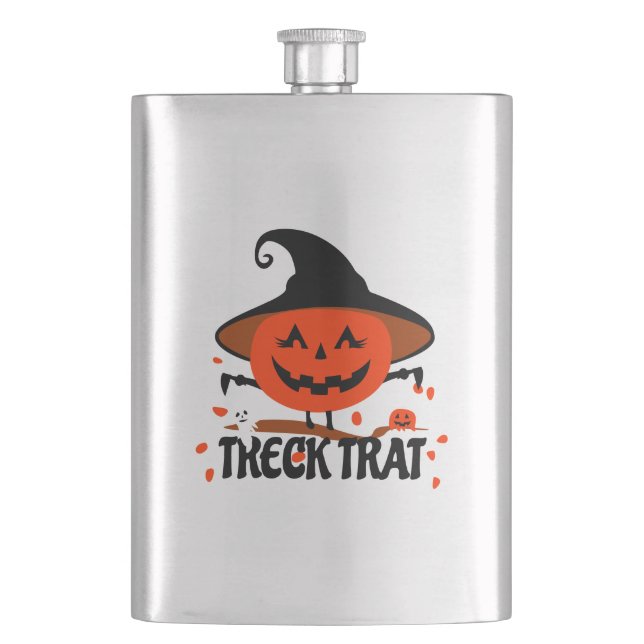 Treck Trat Pumpkin Lächeln Flachmann (Vorderseite)