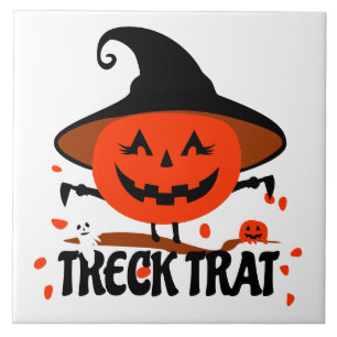 Treck Trat Pumpkin Lächeln Fliese