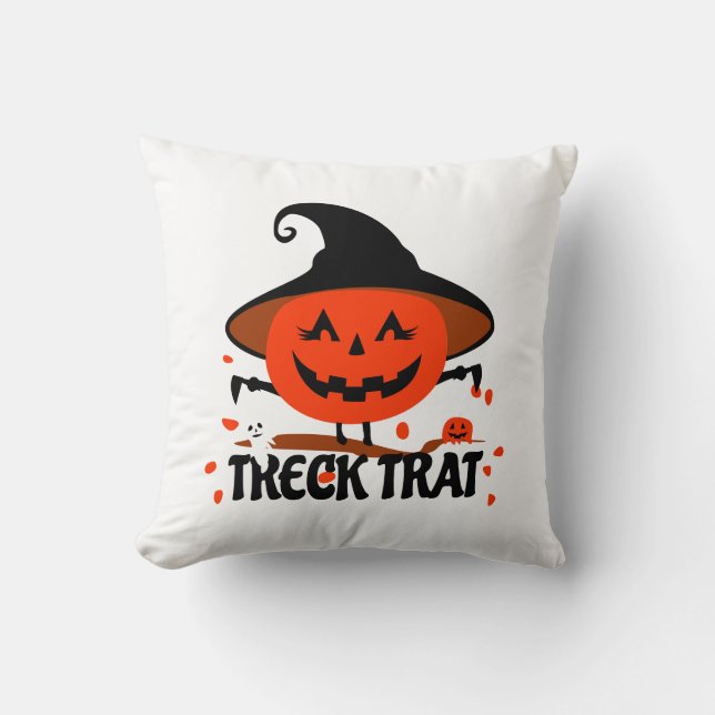 Treck Trat Pumpkin Lächeln Kissen (Vorderseite)