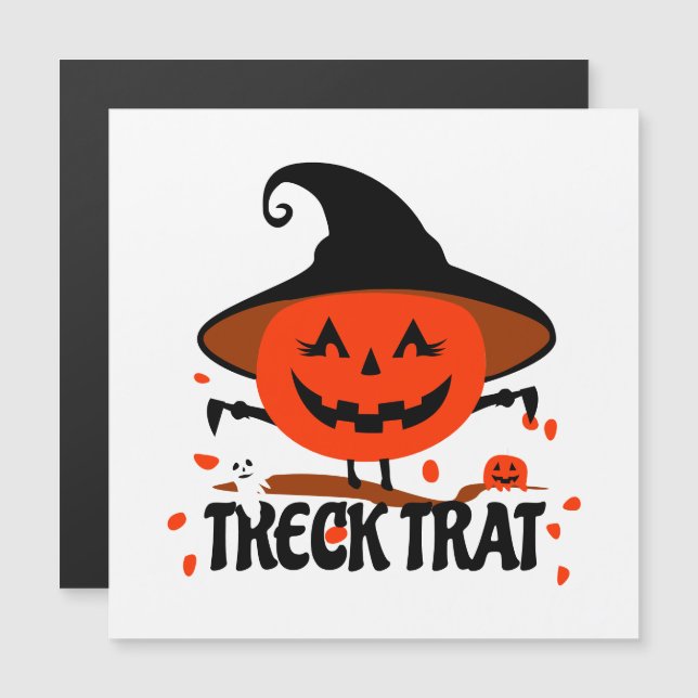 Treck Trat Pumpkin Lächeln Magnetkarte (Vorne/Hinten)