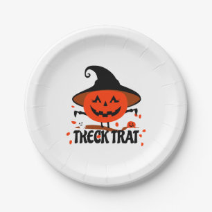 Treck Trat Pumpkin Lächeln Pappteller