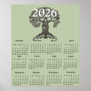 Tree 2026 One Page Calendar Poster lesen