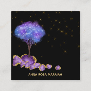 *~* Tree Amethyst Juwelen Gold Glitzer Magical Quadratische Visitenkarte