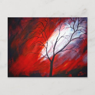 Tree and Red Sky Postcard Postkarte