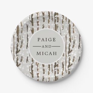 "Tree and Snow Winter Engagement Party" Pappteller