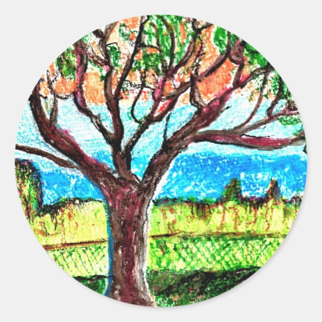 Tree Art Runder Aufkleber (Vorderseite)