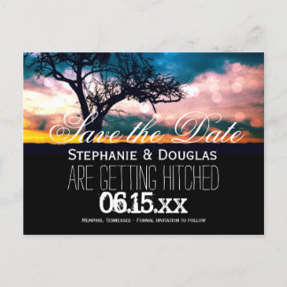 Tree at Sunset Save the Date Wedding Ankündigungspostkarte