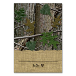Tree Bark Blätter und Burlap-Platzkarte Tischnummer