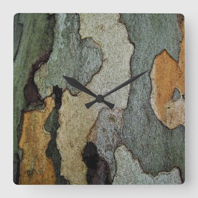 Tree Bark Camouflage Quadratische Wanduhr (Vorderseite)