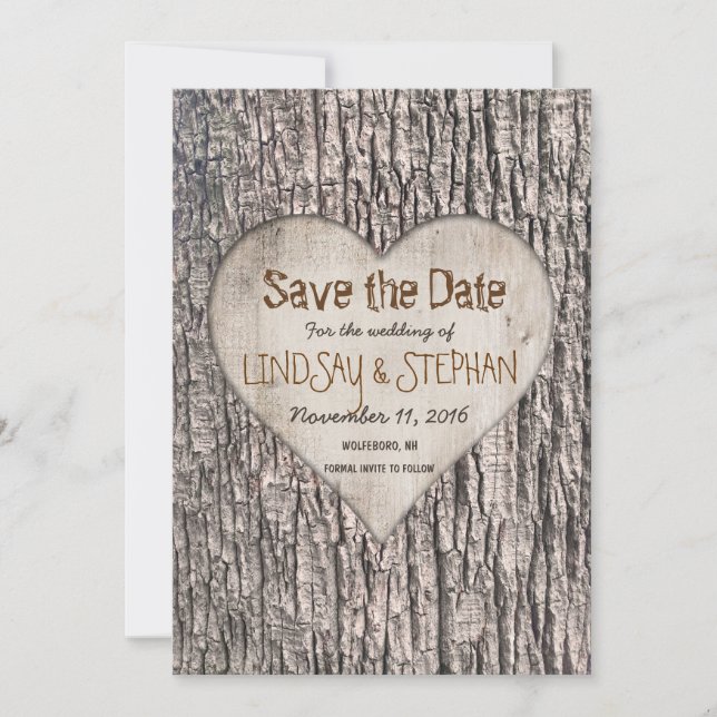 Tree Bark Save the Date Card (Vorderseite)