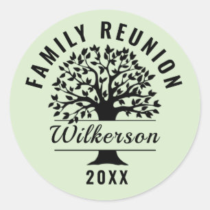 Tree Black Silhouette Family Wiedersehen Genealogi Runder Aufkleber