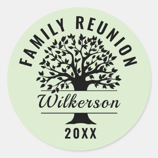 Tree Black Silhouette Family Wiedersehen Genealogi Runder Aufkleber (Vorderseite)