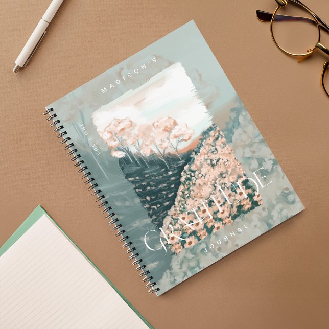 Tree Blossom Field Personalisiert Dankesblatt Notizbuch (Tree Blossom Field Personalized Gratitude Journal Notebook)