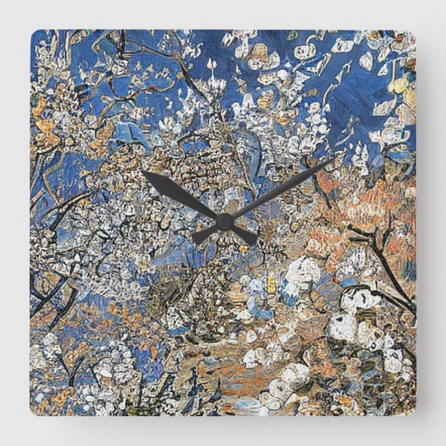 TREE BLOSSOM QUADRATISCHE WANDUHR (Vorderseite)