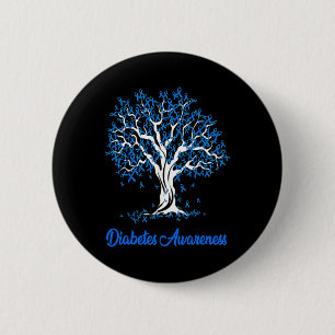 Tree Blue Ribbon Diabetes Awareness Button
