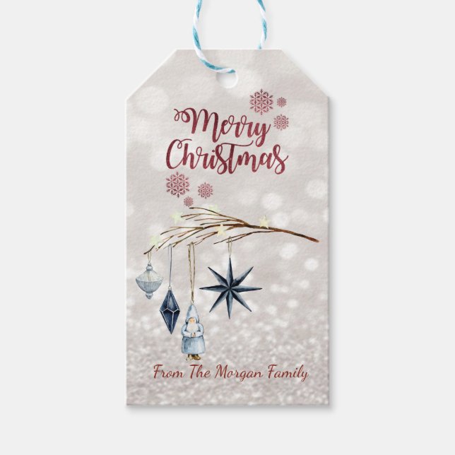 Tree Branch Decorations Glittery Bokeh Geschenkanhänger (Vorderseite)