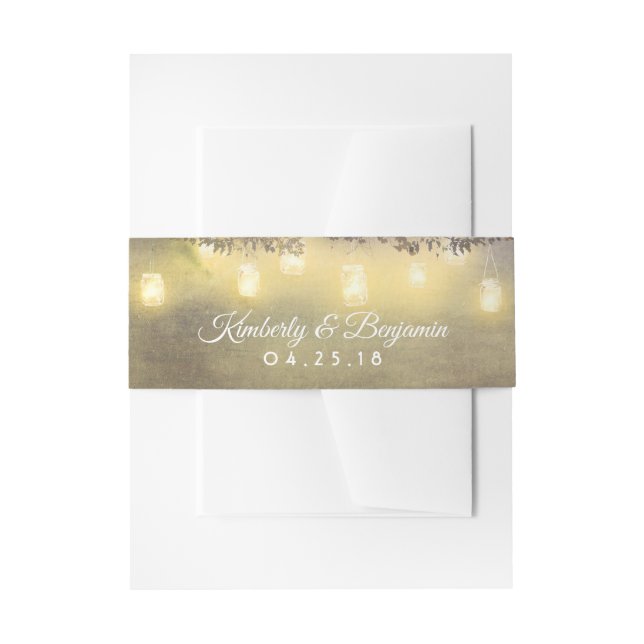 Tree Branches und Mason Jar Lights Hochzeit Einladungsbanderole (Vorderseite Beispiel)