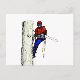 Tree Chirurg Arborist am Werk zur Zeit Chainsaw Postkarte