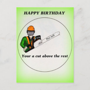 Tree Chirurg Arborist am Werk zur Zeit Chainsaw Postkarte