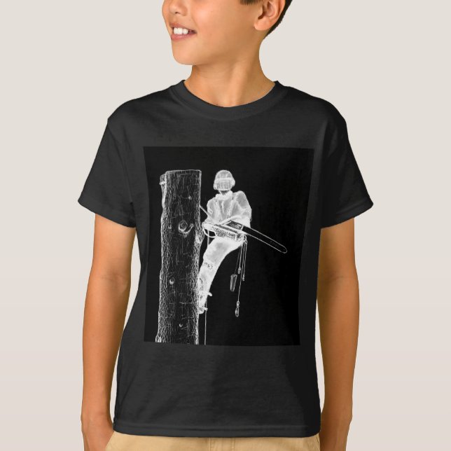 Tree Chirurg Arborist am Werk zur Zeit Chainsaw T-Shirt (Vorderseite)