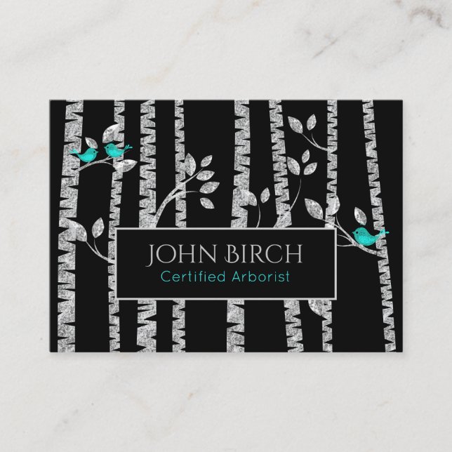 *~* Tree Doctor Birch Trees Arborist Blue Birds Visitenkarte (Vorderseite)