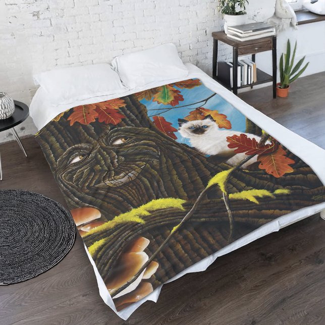 Tree Ent Cat Autumn Fantasy Fleecedecke (Von Creator hochgeladen)