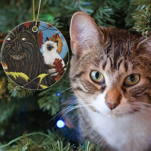 Tree Ent Cat Autumn Fantasy Keramik Ornament