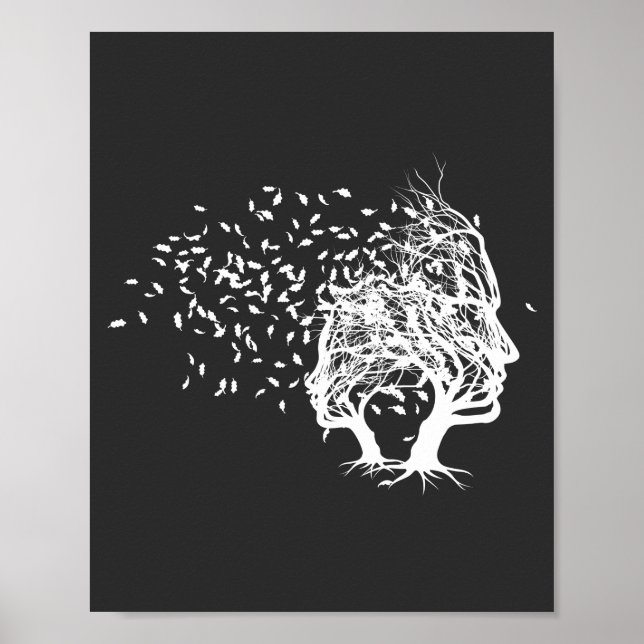 Tree-Faces mit Blätter, die Coole Neuartigkeit wec Poster (Vorne)