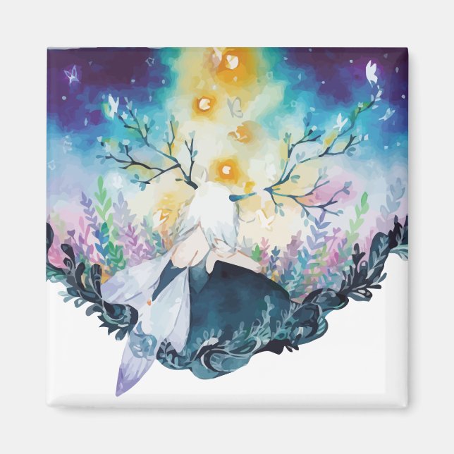 Tree Fairy Digital Art Magnet (Vorne)