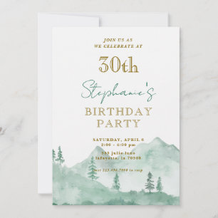 Tree Forest Mountain 30e anniversaire Invitations