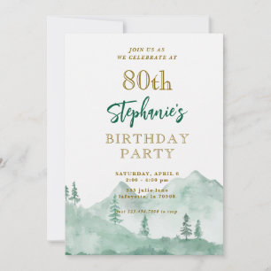Tree Forest Mountain 80e anniversaire Invitations