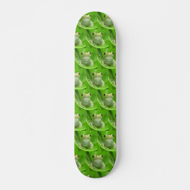 Tree Frog auf dem blutorangefarbenen Tree Leaf Ska Skateboard (Vorne)