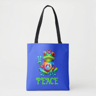 Tree Frog Peace Sign Gefärbte Krawatte Tasche