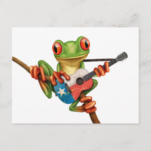 Tree Frog Playing Texas Flag Gitarre White Postkarte