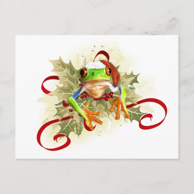 Tree Frog Weihnachtskarten Feiertagspostkarte (Vorderseite)