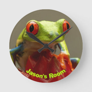 Tree Frog with Red Eyes Personalized Runde Wanduhr