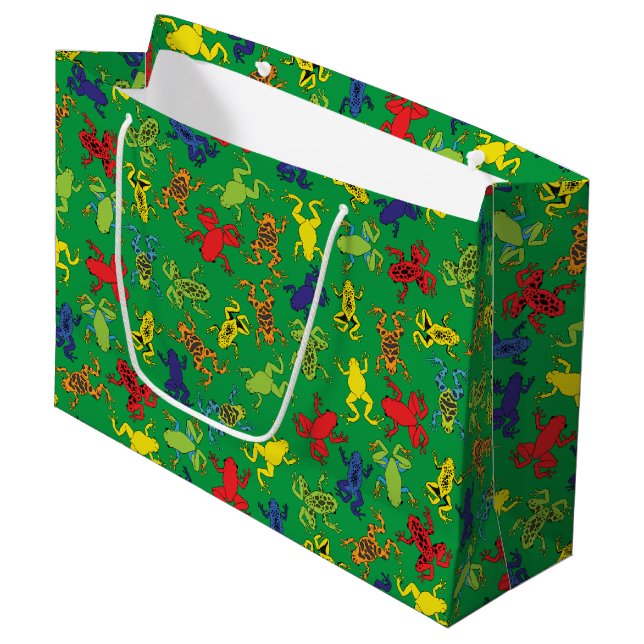 Tree Frogs Kindergeburtstag Niedlich Große Geschenktüte (Vorderseite Schrägansicht)