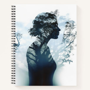 Tree Girl Double Exposure Notizbuch