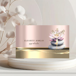 Tree Girl Silhouette Lotus Zen Stones Rose Gold Visitenkarte