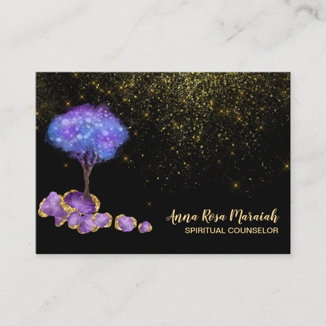 *~* Tree Gold Glitzer Amethyst Jewels Magisch Visitenkarte (Vorderseite)