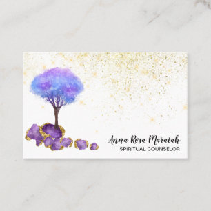 *~* Tree Gold Glitzer Amethyst Magical Jewels Bus Visitenkarte