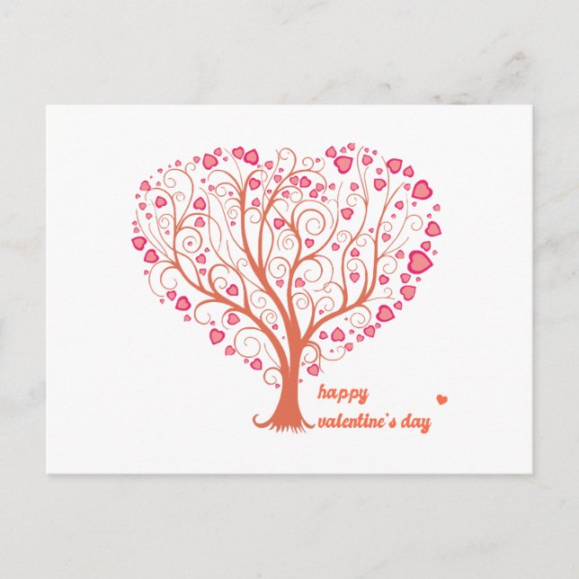 Tree Heart Happy Valentine Day Postkarte (Vorderseite)