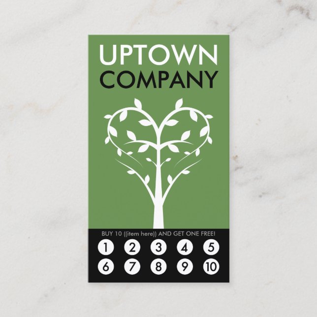 Tree Heart Loyalty Punch Card Treuekarte (Vorderseite)